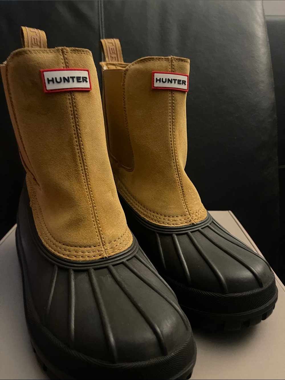Hunter Women’s Sutton Waterproof Brown & Camel Color Duck Boots Sz 11 NWB - Picture 10 of 17